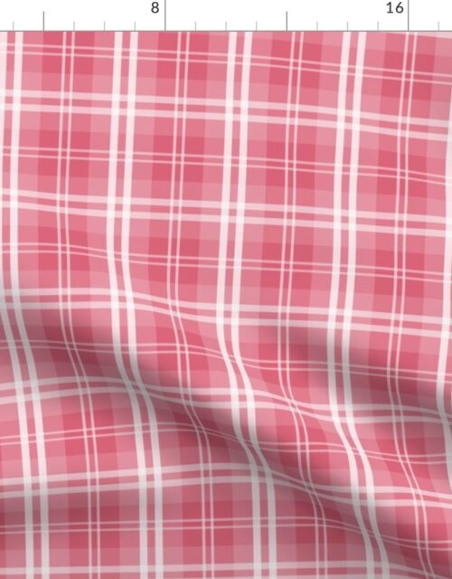 Faded and Shaded Nantucket Red and White Tartan Plaid Check Fabric