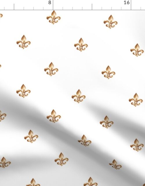 Faux-Effect Metallic Gold Fleur de Lis Royal Symbols on Wedding White Fabric
