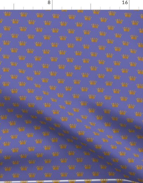 Faux Metallic Gold Foil Crowns on Periwinkle Blue Color of the Year Fabric