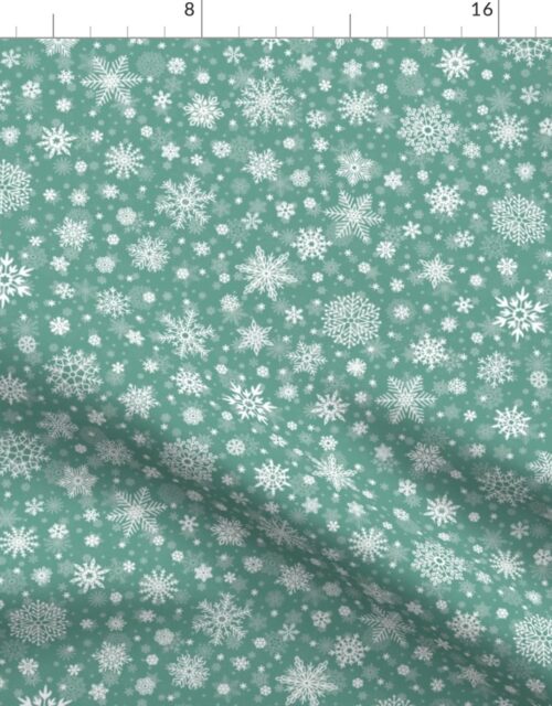Fern Green and White Splattered Snowflakes to Match the Cut and Sew Christmas Dolls and Stockings Fabric