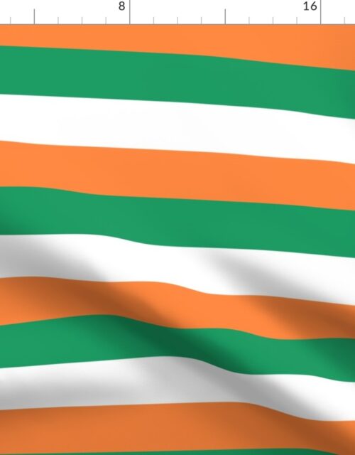 Flag of Ireland Horizontal Green White and Orange Stripes 2 inch stripes Fabric