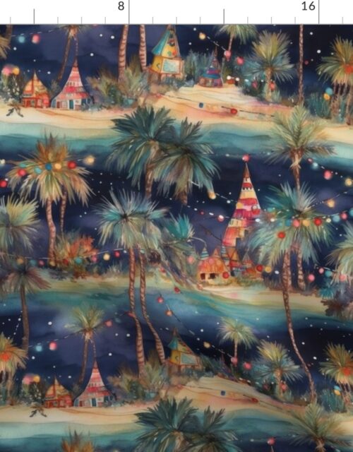 Florida Christmas Party Watercolor Fabric