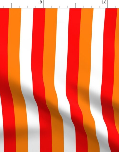 Florida Orange, White  and Red Alternating Stripes Fabric