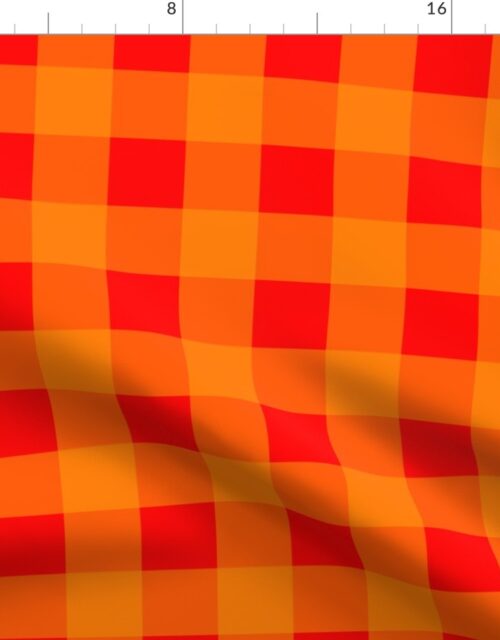 Florida Orange and Red Gingham Checks Fabric