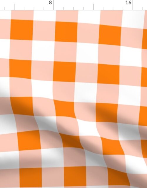 Florida Orange and White Gingham Checks Fabric