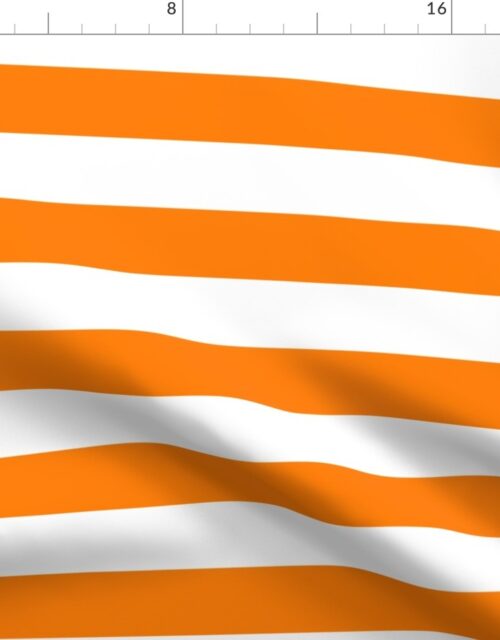 Florida Orange and White Horizontal Stripes Fabric