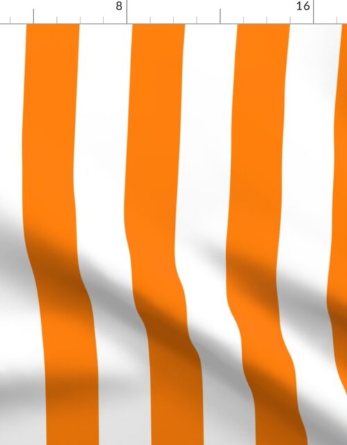Florida Orange and White Vertical Stripes Fabric