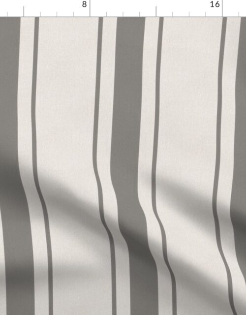 Fog Grey Antique Vintage Mattress Ticking Stripe on Cream Fabric