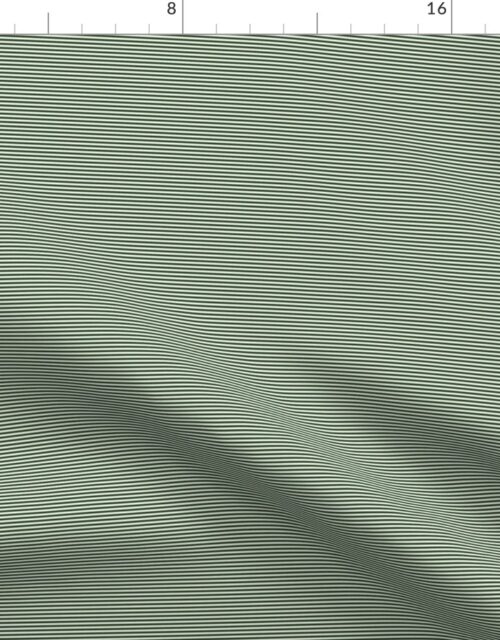 Forest Green and White 1/16-inch Micro Pinstripe Horizontal Stripes Fabric