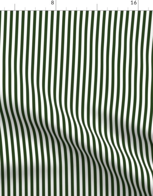 Forest Green and White ¼ inch Sailor Vertical Stripes Fabric