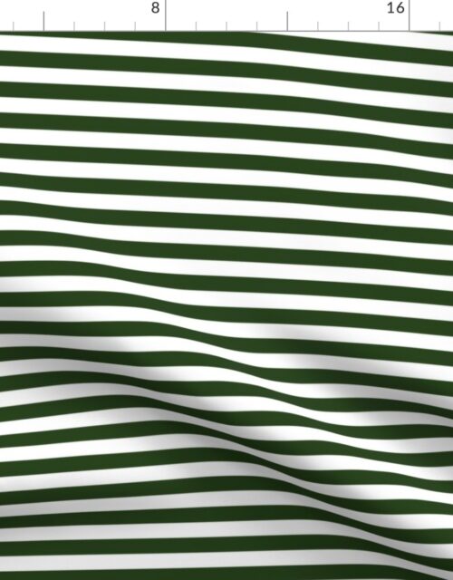 Forest Green and White ½ inch Picnic Horizontal Stripes Fabric