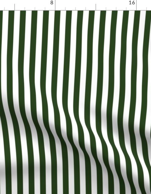 Forest Green and White ½ inch Picnic Vertical Stripes Fabric