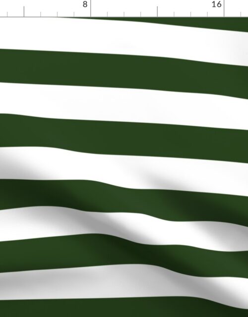 Forest Green and White Wide 2-inch Cabana Tent Horizontal Stripes Fabric