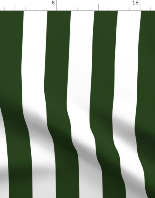 Forest Green and White Wide 2-inch Cabana Tent Vertical Stripes Fabric