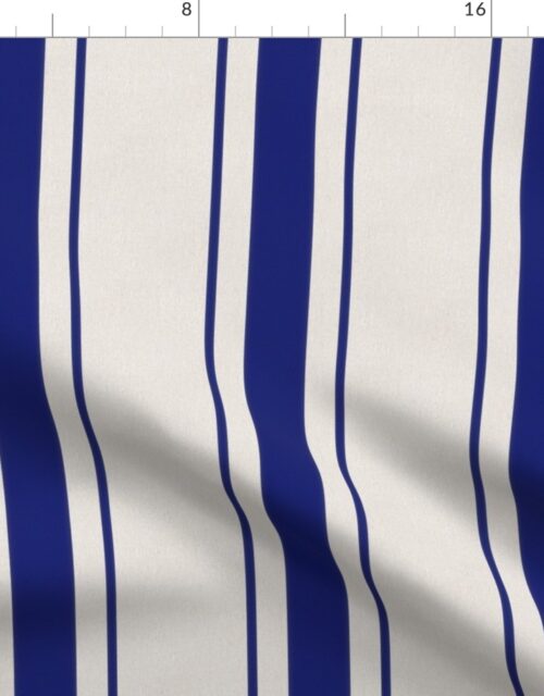 French Blue Antique Vintage Mattress Ticking Stripe on Cream Fabric