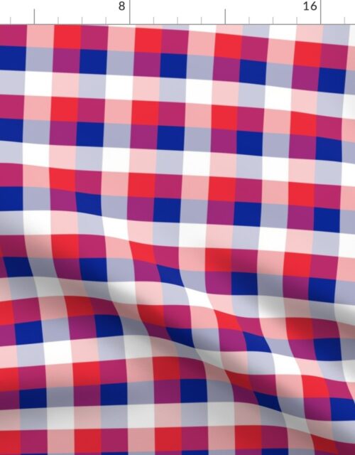 French Flag Colors Red, White and Blue 1 Inch Gingham Check Fabric