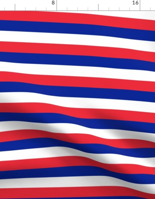 French Flag Colors Red, White and Blue 1 Inch Horizontal Stripes Fabric
