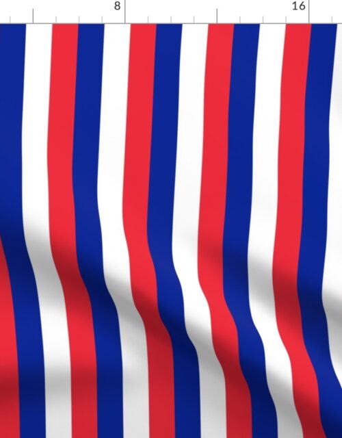 French Flag Colors Red, White and Blue 1 Inch Vertical Stripes Fabric