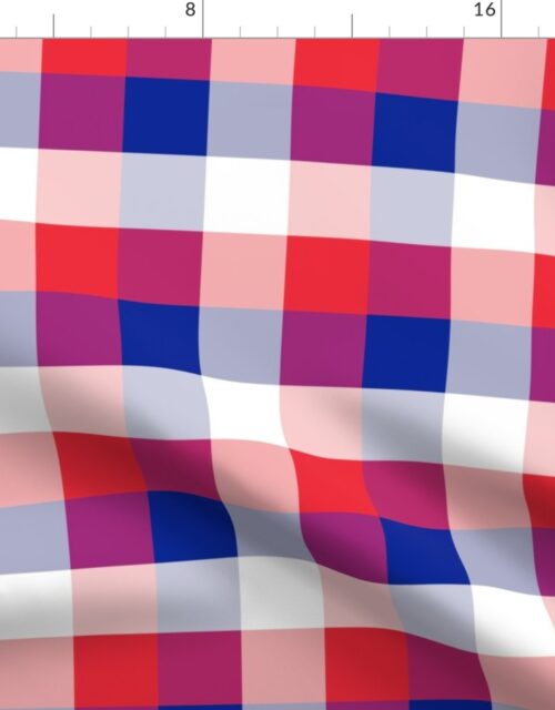 French Flag Colors Red, White and Blue Large 2 Inch Gingham Check Fabric