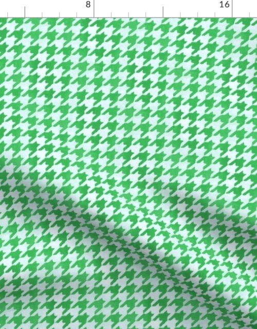 Fresh Green and White Handpainted Houndstooth Check Watercolor Pattern Fabric
