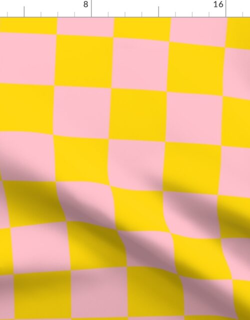 GPT Pink and Gold Checkerboard Square Pattern Fabric