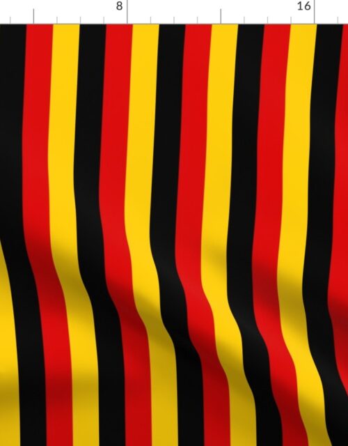 German Flag Colors Red, Gold and Black 1 Inch Vertical Stripes Fabric
