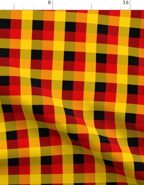 German Flag Colors Red, Gold and Black Large 1 Inch Gingham Check Fabric
