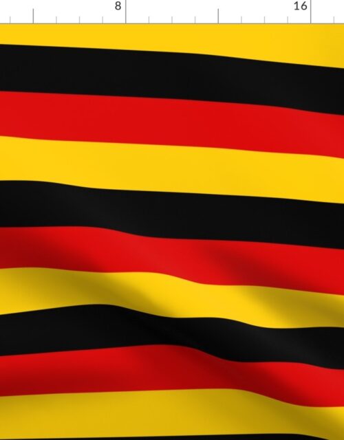 German Flag Colors Red, Gold and Black Large 2 Inch Horizontal Stripes Fabric