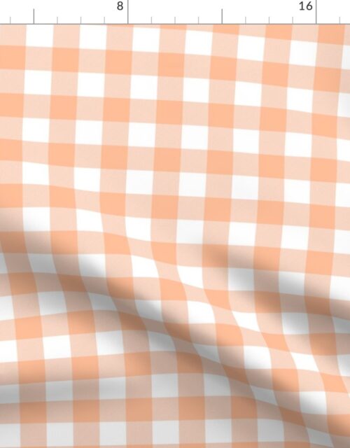 Gingham Checks in Peach Fuzz Color of the Year 2024 and White Fabric
