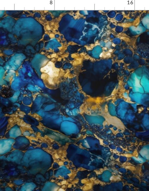 Gold and Blue Sapphire Alcohol Ink 3 Fabric