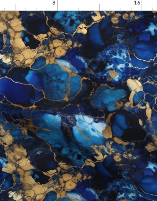 Gold and Blue Sapphire Alcohol Ink 4 Fabric