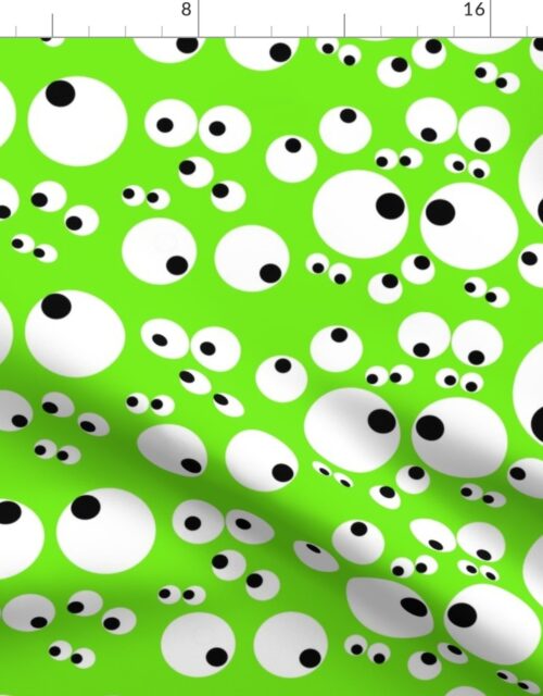 Googly Goo Goo Eyes on Neon Green Fabric
