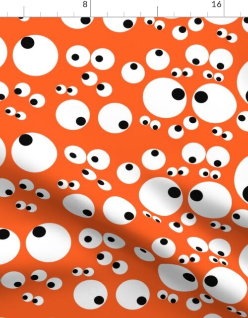 Googly Goo Goo Eyes on Neon Orange Fabric