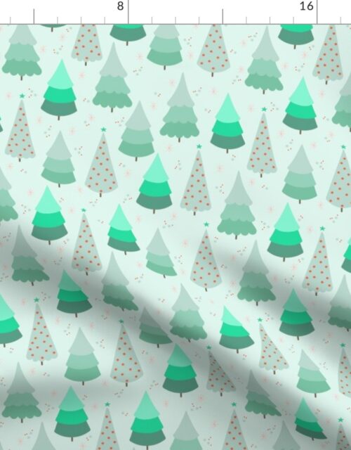 Green Trees on Mint Fabric