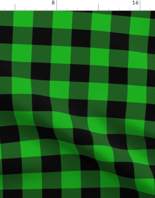 Green and Black Buffalo Check Gingham Plaid Fabric