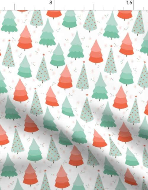 Green and Orange Christmas Trees Fabric