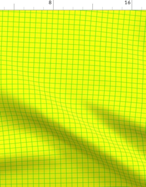 Green on Yellow on Lemon and Lime Grid 1/2 inch Fabric