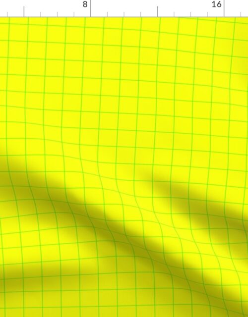 Green on Yellow on Lemon and Lime Grid 1 inch Fabric