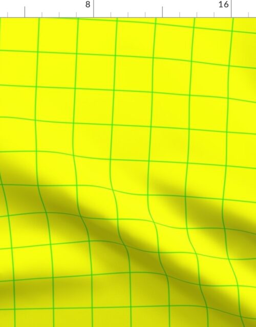 Green on Yellow on Lemon and Lime Grid 2 inch Fabric