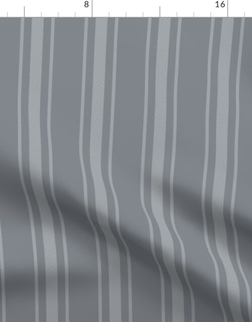 Grey Blue French Provincial Ticking Stripe Fabric