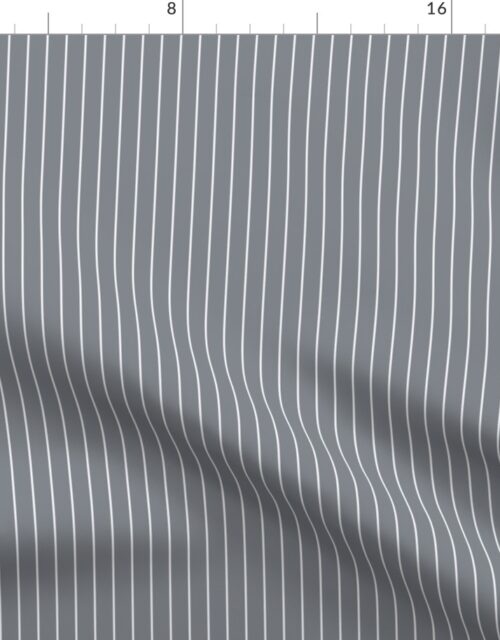 Grey Blue and White Half Inch French Provincial Winter Pin Stripes Fabric