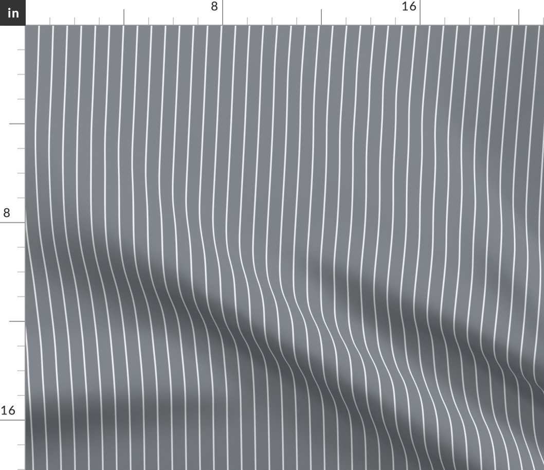 Grey Blue and White Half Inch French Provincial Winter Pin Stripes Fabric