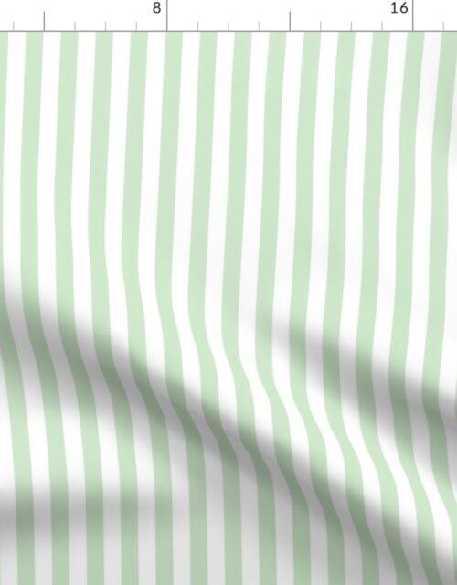 Half Inch 1/2″ Picnic Stripes in Springtime Mint and White Fabric
