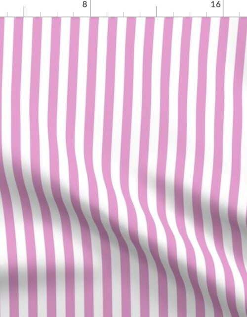 Half Inch 1/2″ Picnic Stripes in Springtime Pink and White Fabric