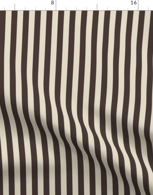 Half Inch Pencil Stripes  Cream and Chocolate Fabric