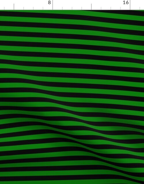 Halloween Holiday 1/2 inch Black and Alien Green Witch Stripes Fabric