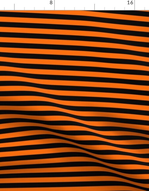 Halloween Holiday 1/2 inch Black and Dark Pumpkin Orange Witch Stripes Fabric