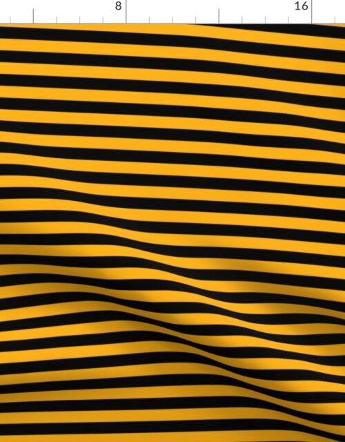 Halloween Holiday 1/2 inch Black and Pale Pumpkin Orange Witch Stripes Fabric