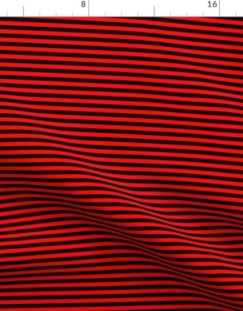 Halloween Holiday 1/2 inch Black and Red Devil Witch Stripes Fabric