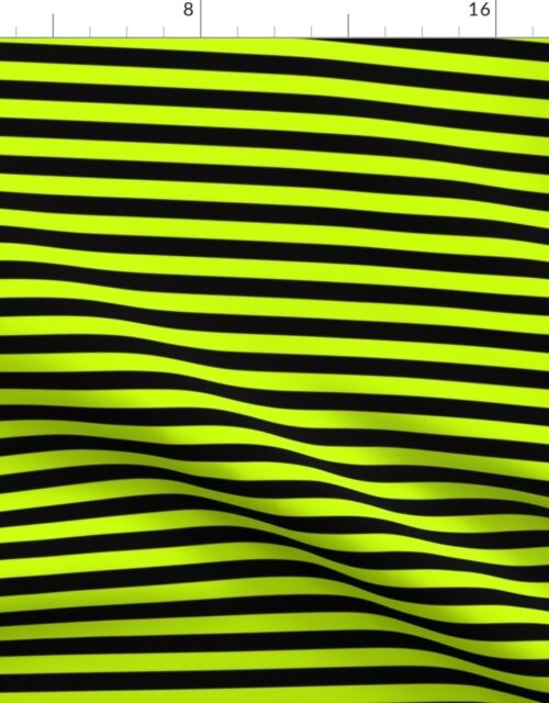 Halloween Holiday 1/2 inch Black and Slime Green Witch Stripes Fabric